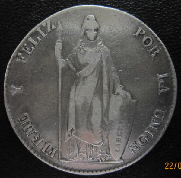 Spain-Philippines-8-Reales-F7-O-C/M-On-Peru-8-Reales-1833