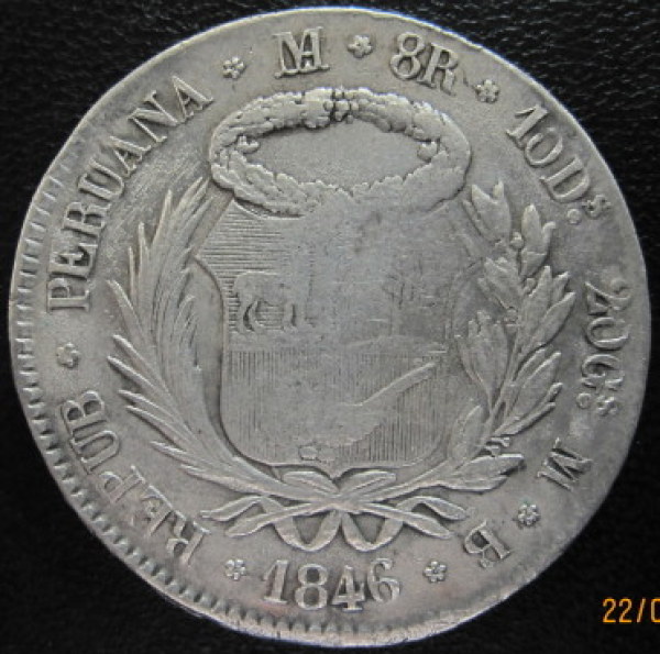 Spain-Philippines-8-Reales-F7-O-C/M-On-Peru-8-Reales-1833