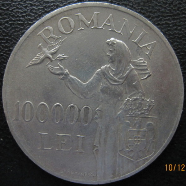 Romania-1946-Silver-100,000-Lei-Real-Or-Cut?
