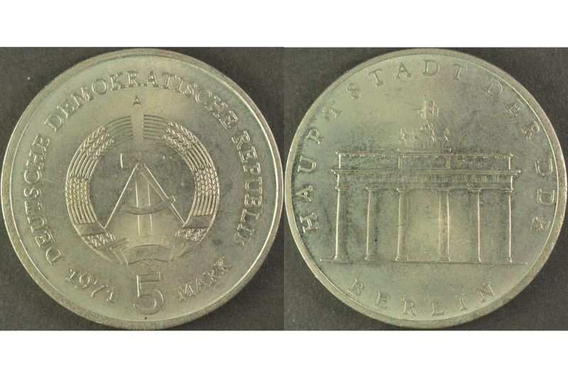 Two-German-5-Marks-1971---East-And-West