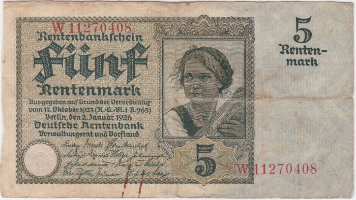 Two-Rentenmark-Notes-With-Different-Watermarks
