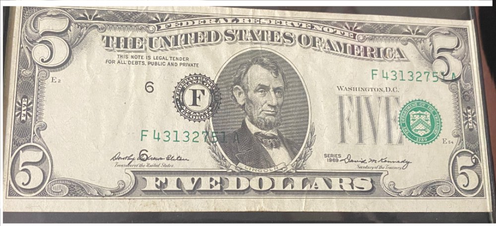 1969-Misaligned?-$5-FRN