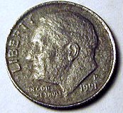 1991-Roosevelt-Dime-With-No-Rim