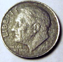 1991-Roosevelt-Dime-With-No-Rim