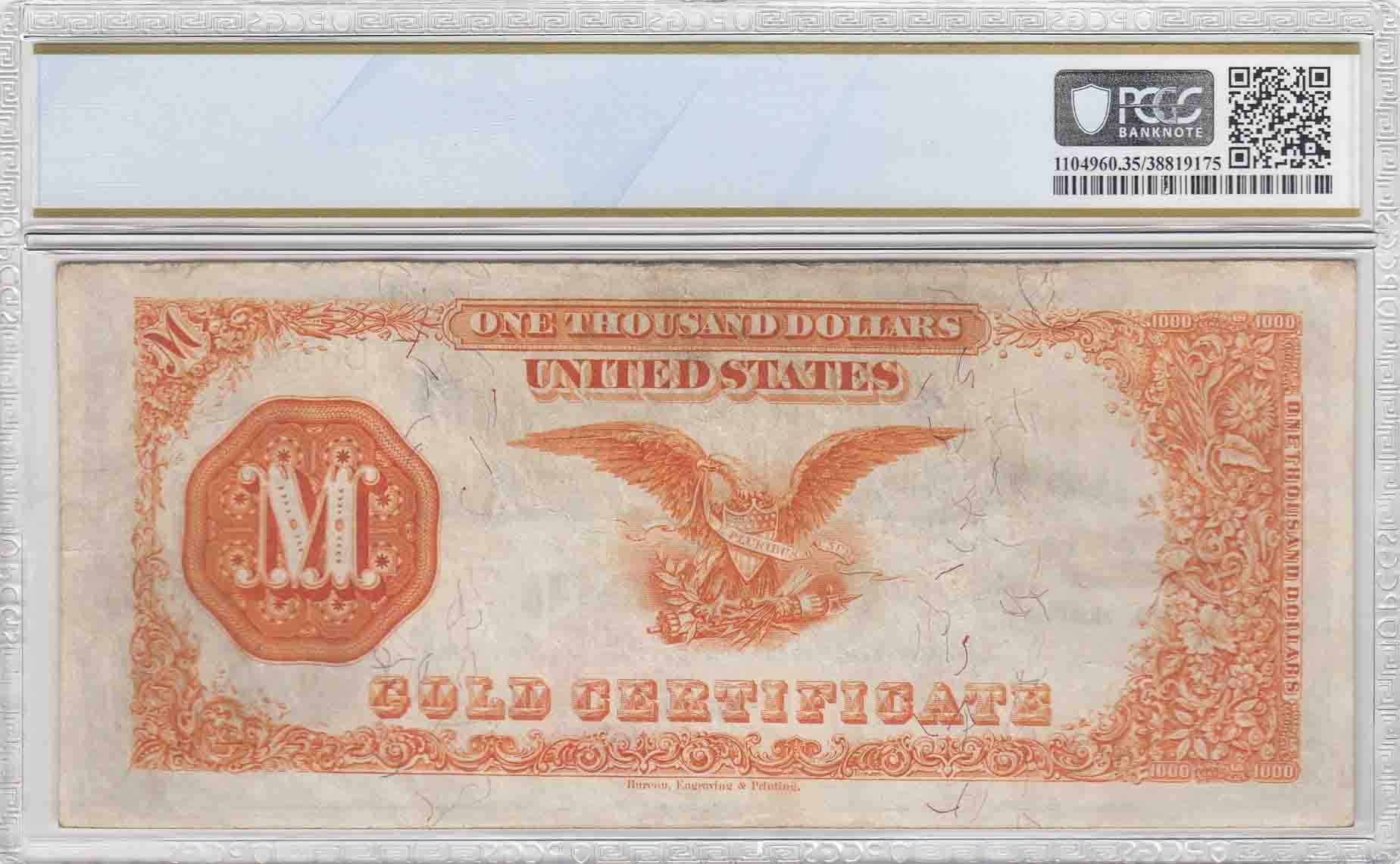 1882-$1,000-Gold-Certificate-Fr.-1218f-PCGS-Choice-VF35