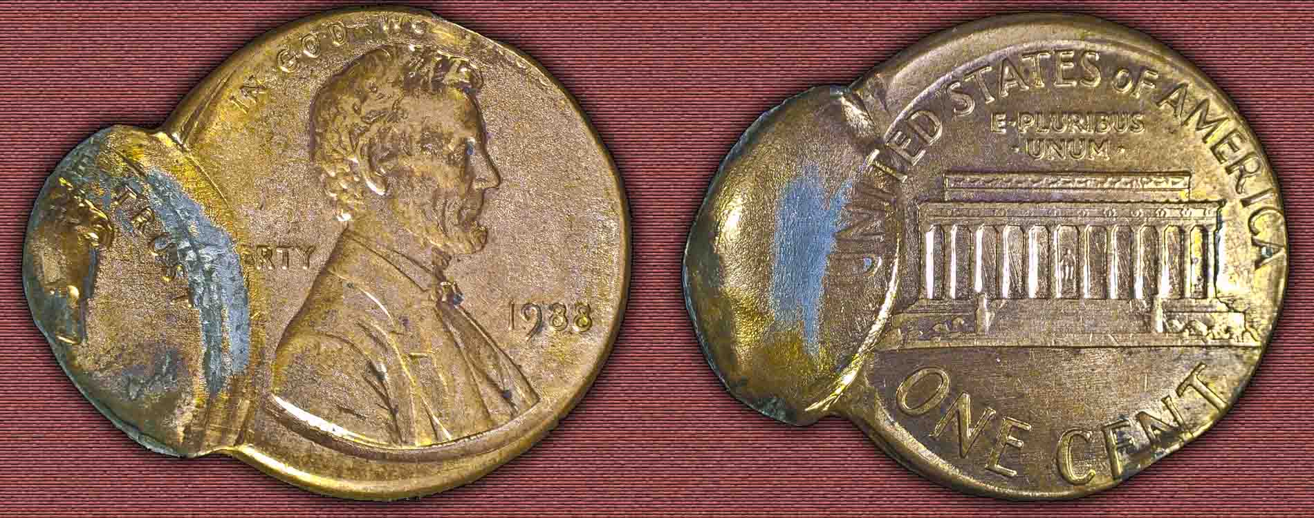 1988-5%-Off-Center-Cent-With-A-Second-Strike-75%-Off-Center