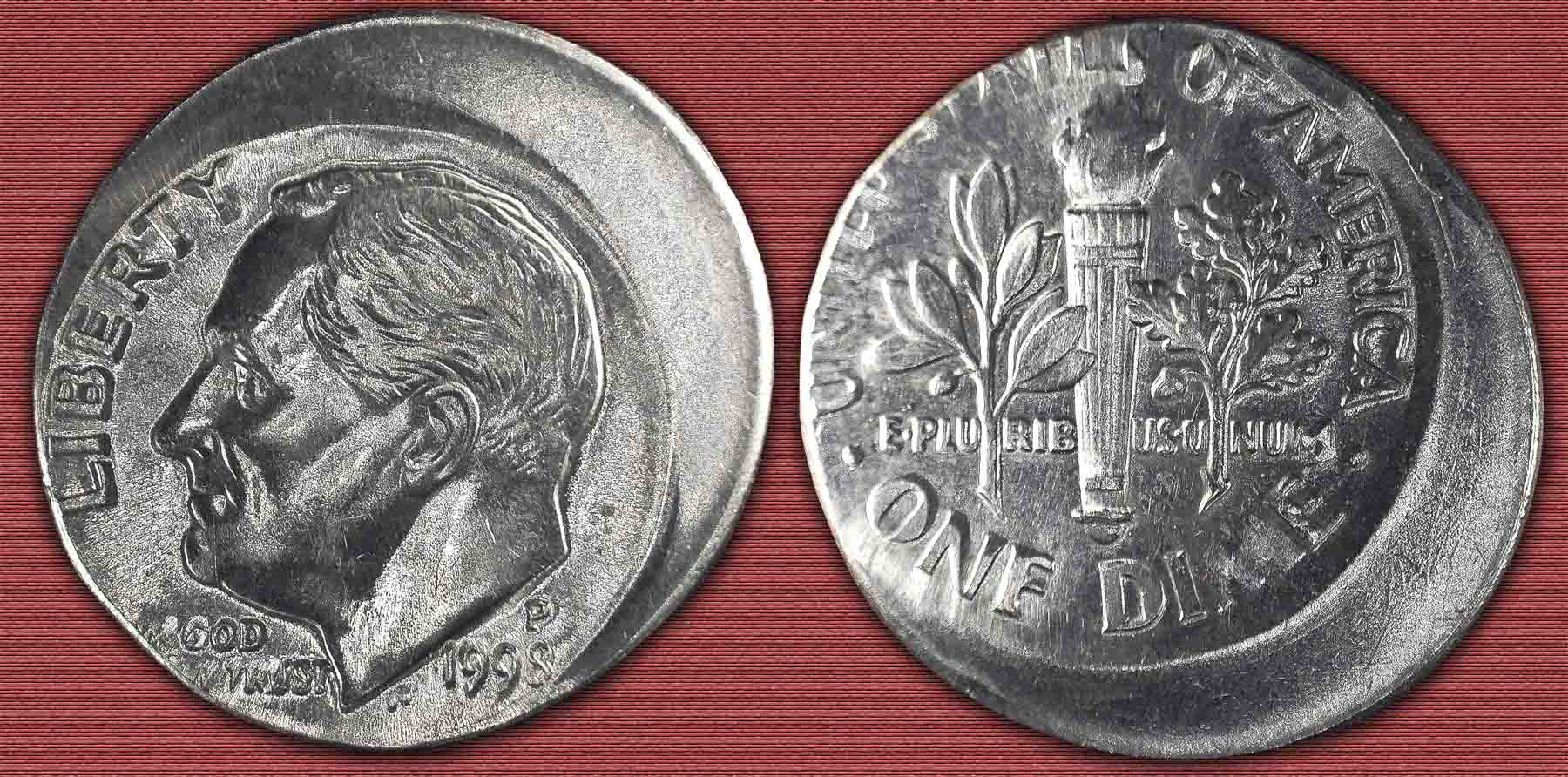 1998-P-25%-Off-Center-With-Interesting-Metal-Flow-Communist-Coin?