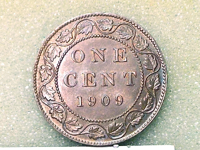 Canada-Large-Cent,-1909-With-Tripled-Letters