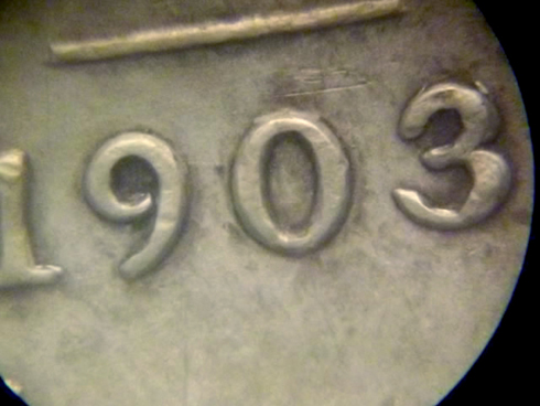 1903-H-Ten-Cents,-EF-With-Strong-Repun.-2-Numbers-.anyone-Seen-This-Before?