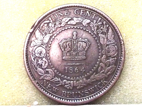 A-Great-New-Find--New-Brunswick-1864-Cent,--E-Over-F