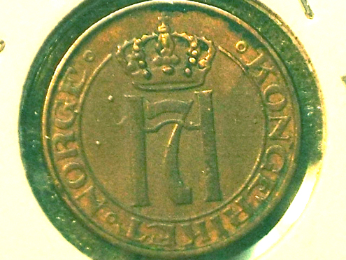 Norway-1-Ore--1940,-With-The-0-Overstamped-3-Times