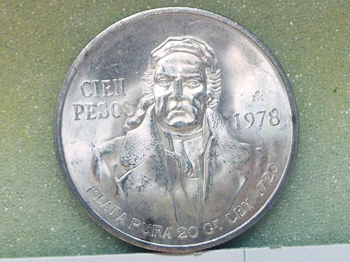 Mexico,-1978-100-Pesos-Silver-Doubled-Obv.-Die.--B.u.