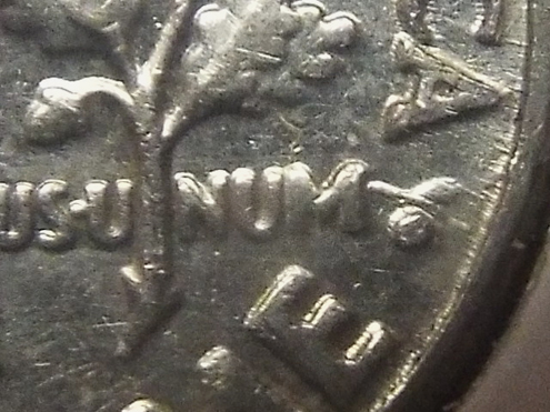 1991-P-Dime,-Extra-Small-Branch-Protruding-From-