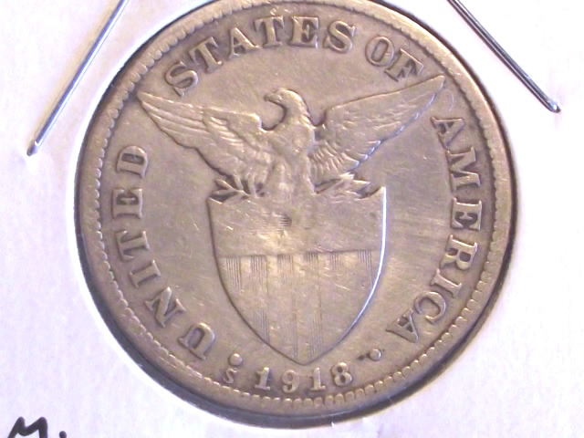 Philippine-Islands-1918-S-50-Centavos-With-Inverted-Mintmark