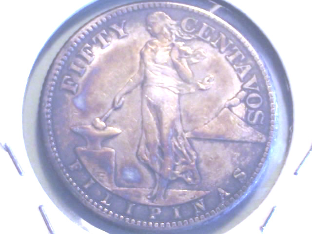 Philippine-Islands-1918-S-50-Centavos-With-Inverted-Mintmark