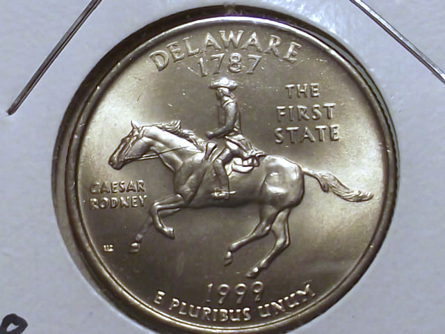 1999-P-Delaware-Quarter-With-Reins-And-Part-Of-Saddle-Missing