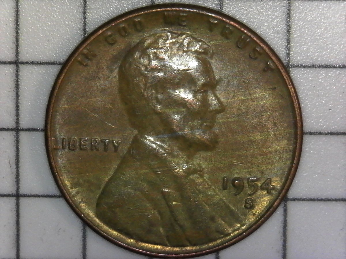 1954-S-Lincoln-Cent---Multi-Colored-Lines