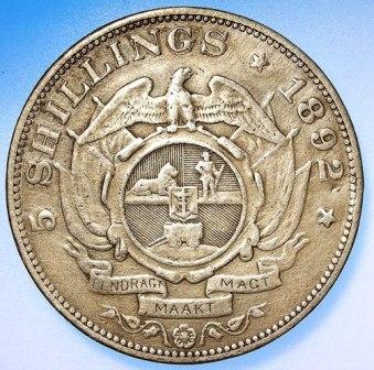 Grading-1892-Zar-5-Shillings-Scarce-Double-Shaft