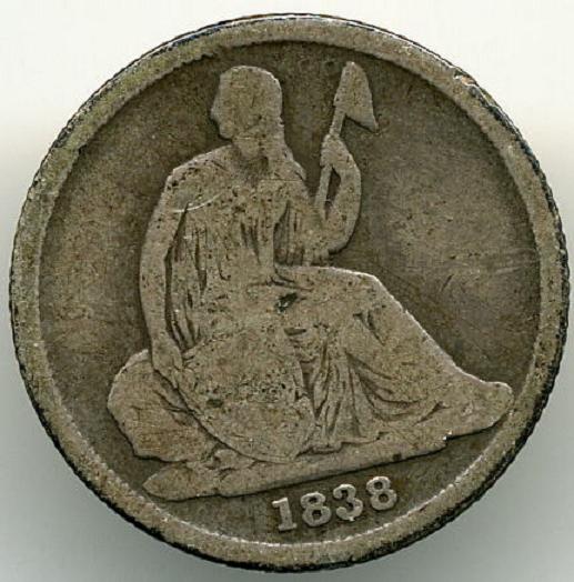 1838-Seated-Dime---Blank-Reverse