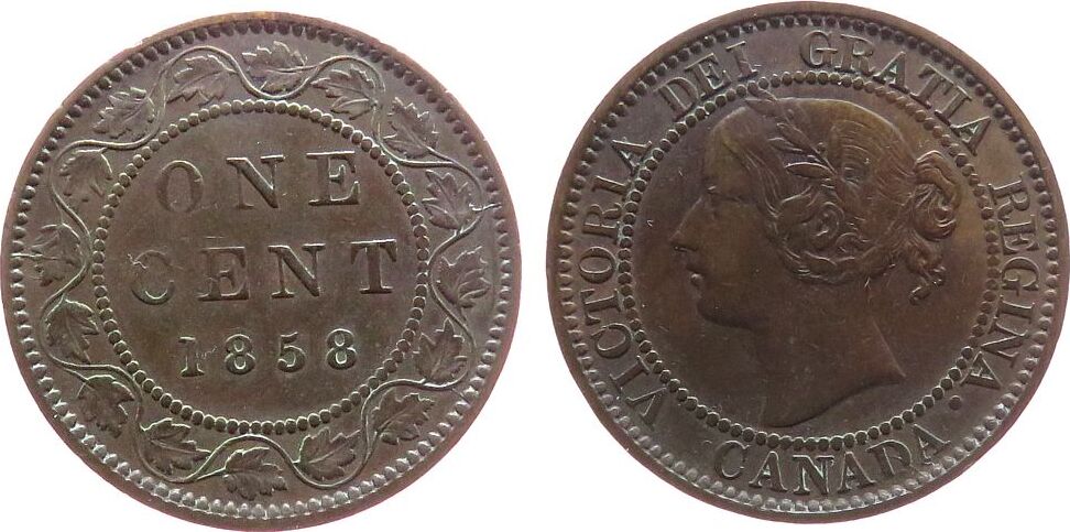 1858--Canada-Large-Cent-And-Its's-Varieties