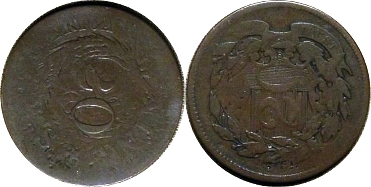 Unknown-Coin-Or-Token-Struck-On-US-2-Cent-Piece?