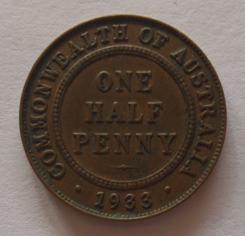 One-Half-Penny-1933---Value-And-Grade