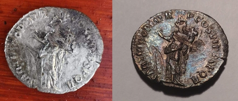 Trajan-Denarius-Cleaning-Result-Interesting-Rainbow-Patina