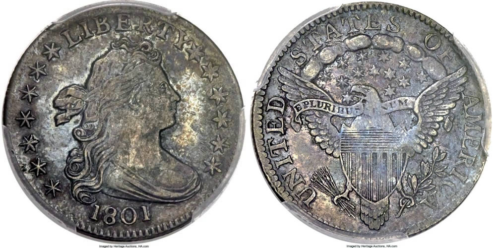 1801 Draped Bust Dime PCGS AU Details 1801 Draped Bust Dime PCGS AU Details