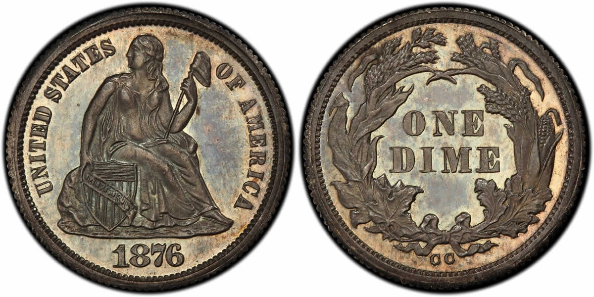 1876 CC Seated Liberty Dime 1876 CC Proof Seated Liberty Dime PCGS SP66+BM 1876 CC Seated Liberty Dime 1876 CC Proof Seated Liberty Dime PCGS SP66+BM