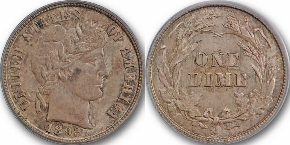1892 S Barber Dime 1892 S Barber Dime PCGS MS-65 1892 S Barber Dime 1892 S Barber Dime PCGS MS-65