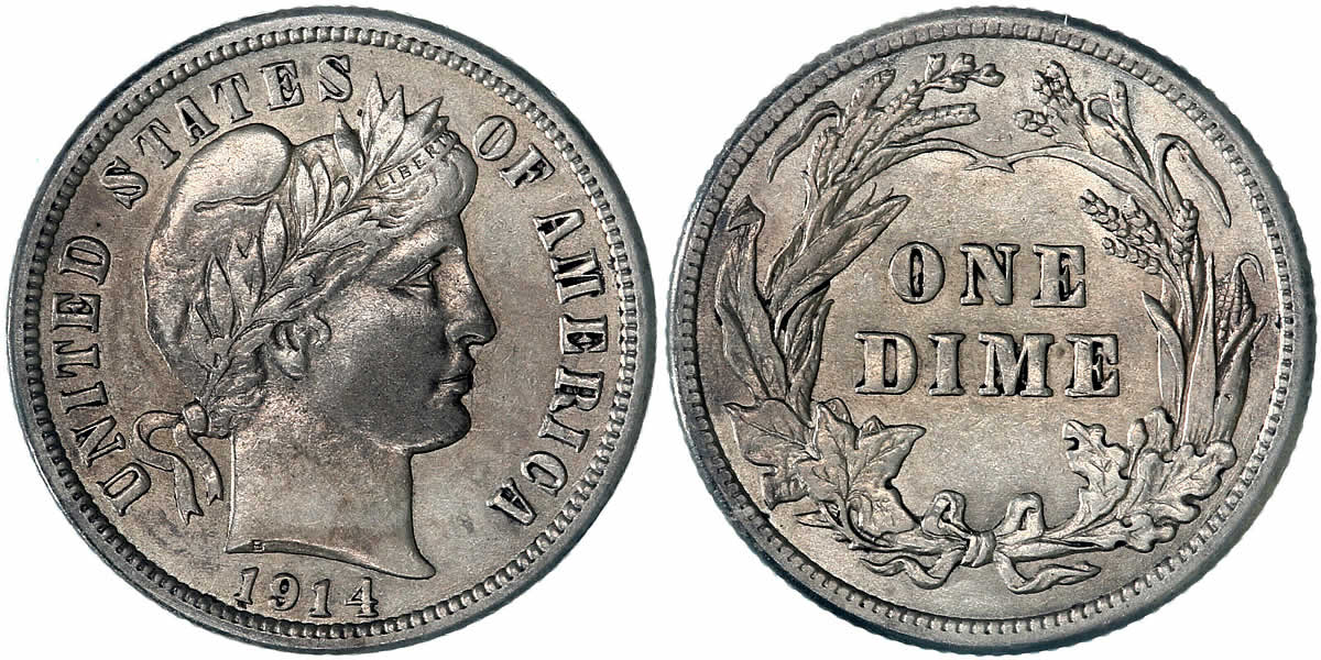 1914 Barber Dime 