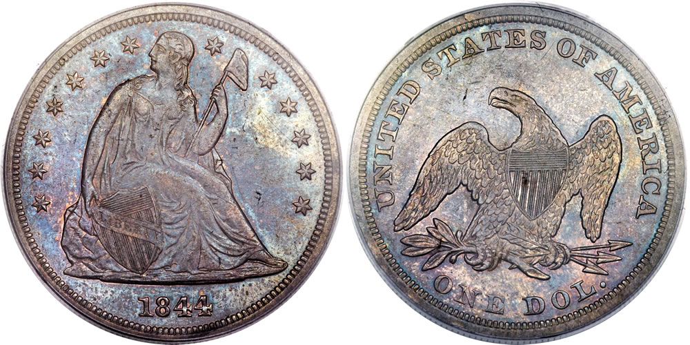 1844 Seated Liberty Dollar PCGS AU-58 1844 Seated Liberty Dollar PCGS AU-58