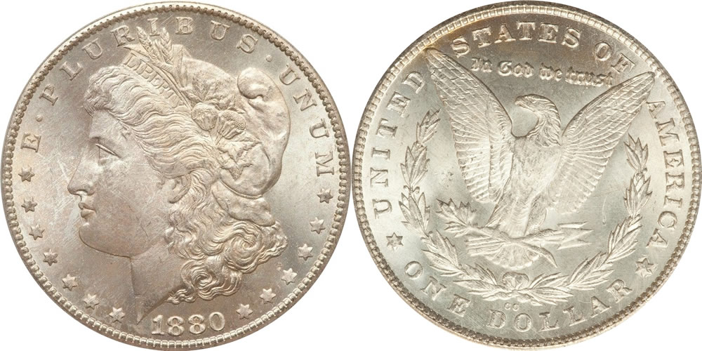 1880 CC Morgan Dollar PCGS MS-66 1880 CC Morgan Dollar PCGS MS-66