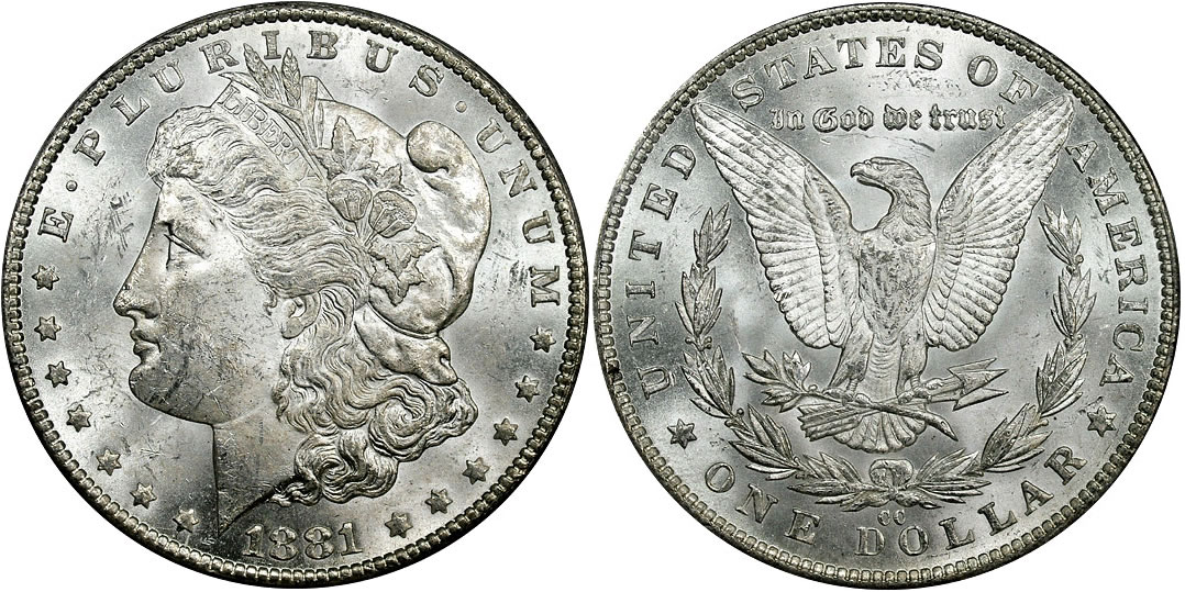 1881 CC Morgan Dollar PCGS MS-62 1881 CC Morgan Dollar PCGS MS-62