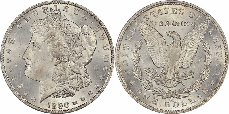 1890 CC Morgan Dollar PCGS MS-64 1890 CC Morgan Dollar PCGS MS-64