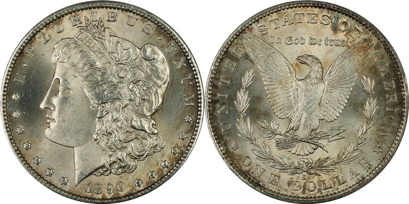 1890 S Morgan Dollar ANACS MS-62 1890 S Morgan Dollar ANACS MS-62