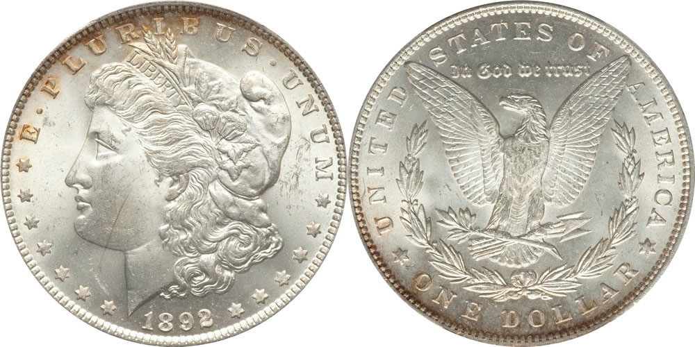 1892 Morgan Dollar PCGS MS-63 1892 Morgan Dollar PCGS MS-63