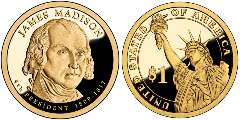 2007 S James Madison Presidential Dollar 