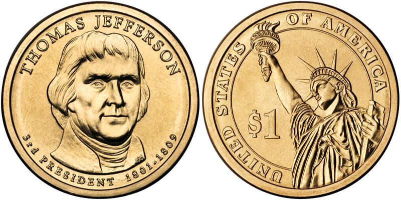 2007 D Thomas Jefferson Presidential Dollar 2007 D Thomas Jefferson Presidential Dollar