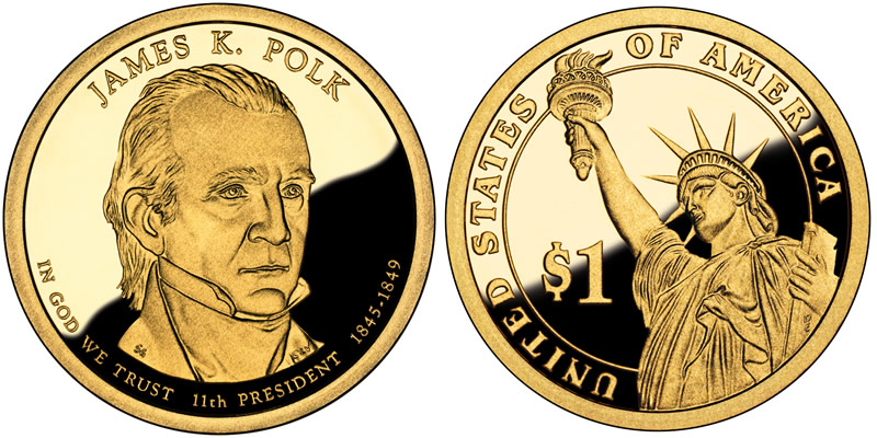 2009 S James K. Polk Presidential Dollar 