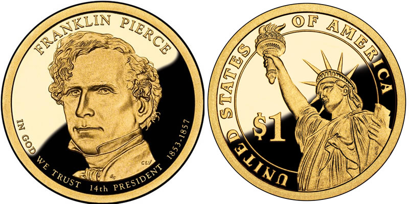 2010 S Franklin Pierce Presidential Dollar 