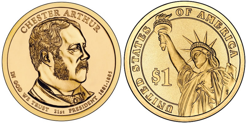 2012 D Chester A. Arthur Presidential Dollar 2012 D Chester A. Arthur Presidential Dollar