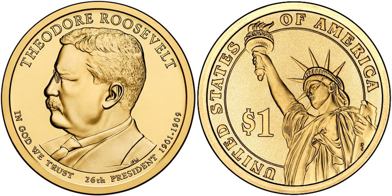 2013 D Theodore Roosevelt Presidential Dollar 2013 D Theodore Roosevelt Presidential Dollar