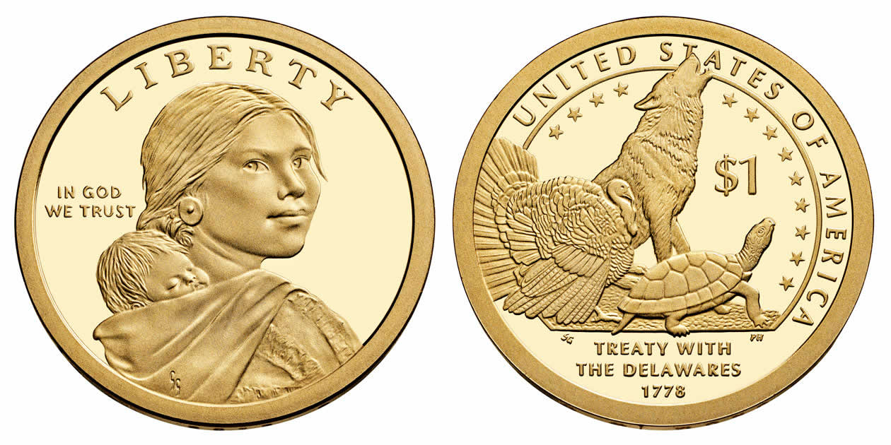 2013 S Delaware Treaty Reverse Sacagawea - Native American Dollar 2013 S Sacagawea - Native American Dollar