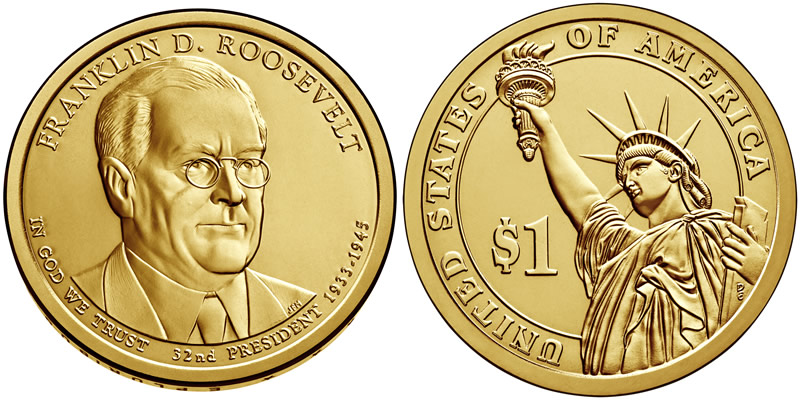 2014 D Franklin D. Roosevelt Presidential Dollar 