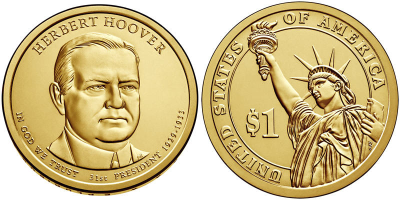 2014 D Herbert Hoover Presidential Dollar 2014 D Herbert Hoover Presidential Dollar