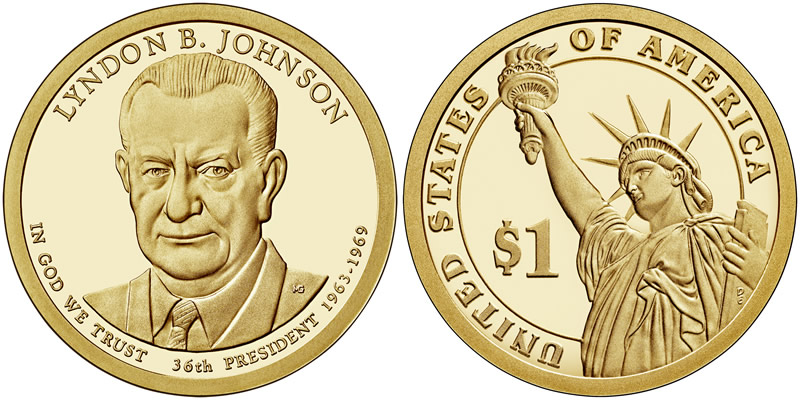 2015 S Lyndon B. Johnson Presidential Dollar 2015 S Lyndon B. Johnson Presidential Dollar