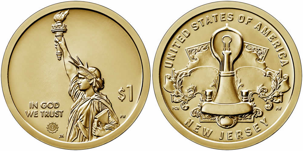 2019 D New Jersey (Light Bulb) American Innovation Dollar 2019 D American Innovation Dollar