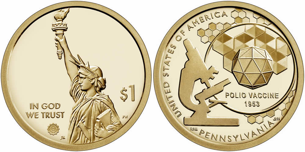 2019 S Pennsylvania (Polio Vaccine) American Innovation Dollar 2019 S American Innovation Dollar