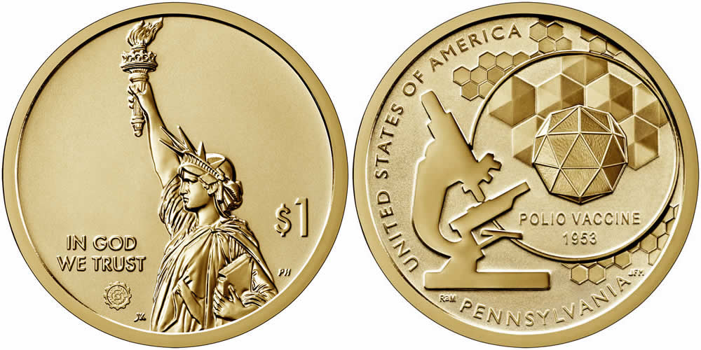 2019 S Pennsylvania (Polio Vaccine) American Innovation Dollar 2019 S American Innovation Dollar
